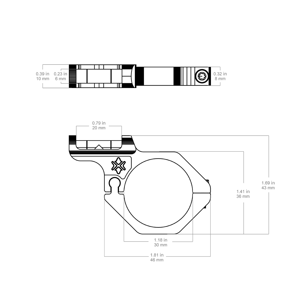 Livell tal-bużżieqa ta' offset ta' 30 mm għal ambitu tal-flieles
