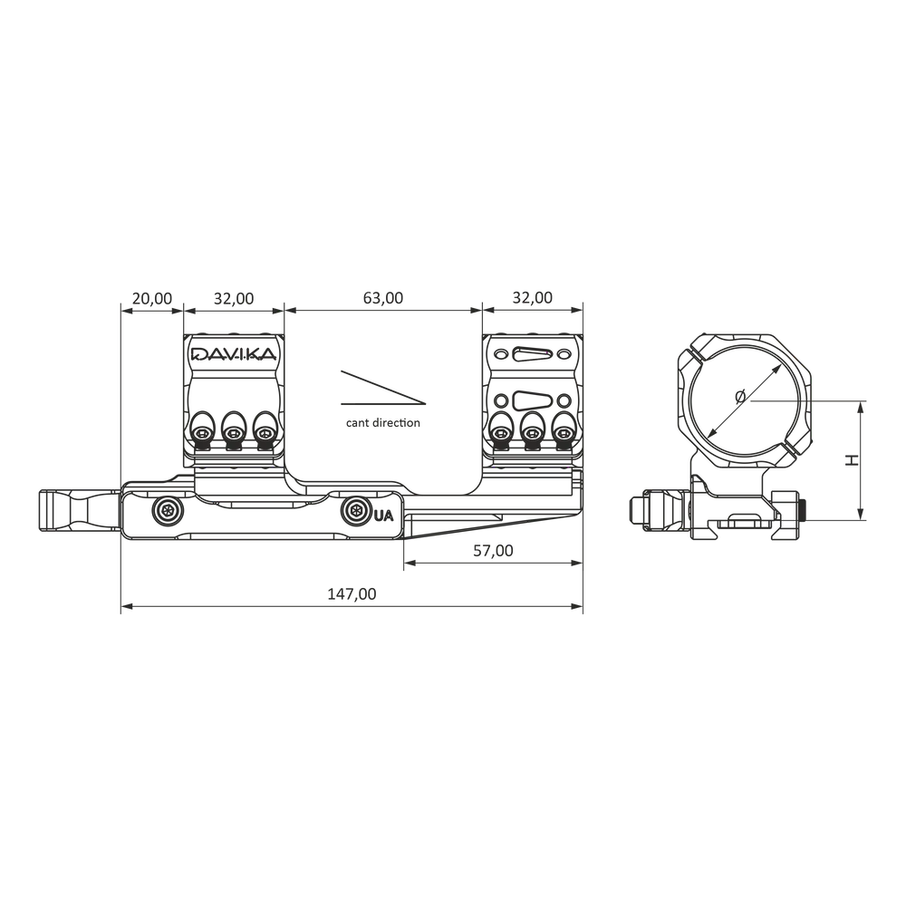 30 mm montatura għall-ottika cantilever | Bażi QD Ergo Picatinny 