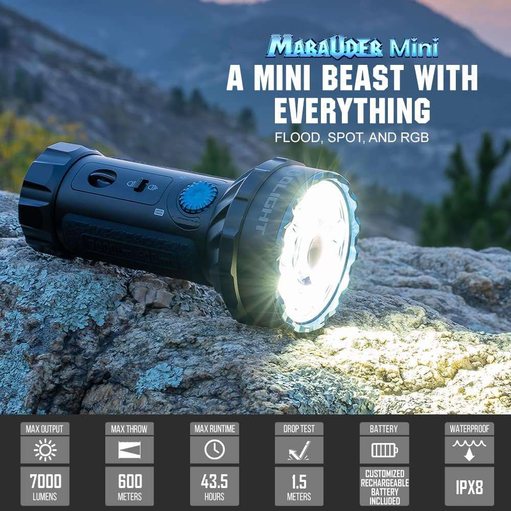 Olight Marauder Mini | multi-color rechargeable flashlight | 7.000 lm